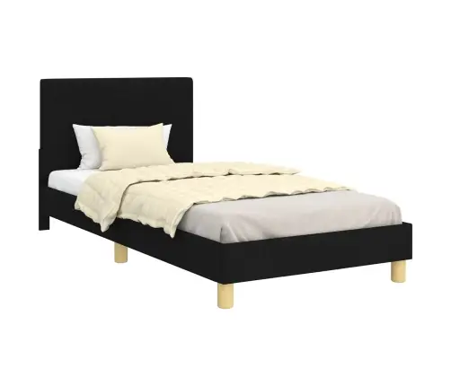 Laste Voodiraam Peatoega Peaga Must 90 X 200 Cm Kangas