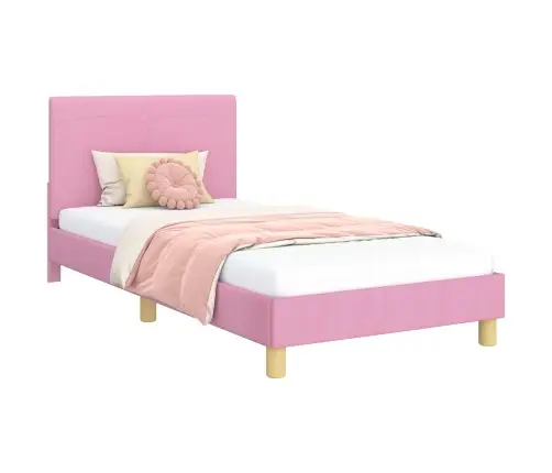 Laste Voodiraam Peatoega Peaga Roosa 90 X 200 Cm Kangas