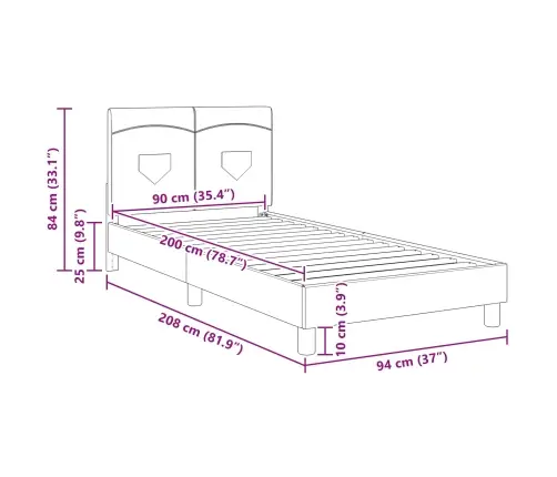 Laste Voodiraam Peatoega Peaga Roosa 90 X 200 Cm Kangas