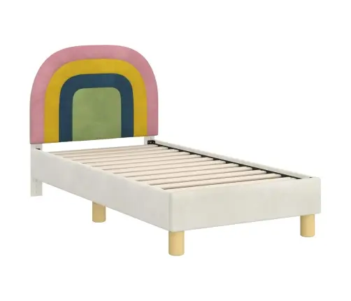 Bērnu Gultas Rāmis Ar Galvgali Krēmkrāsa 70 X 140 Cm Samts Vidaxl