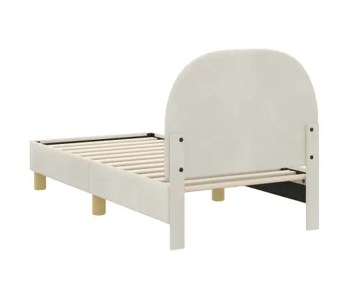 Bērnu Gultas Rāmis Ar Galvgali Krēmkrāsa 70 X 140 Cm Samts Vidaxl
