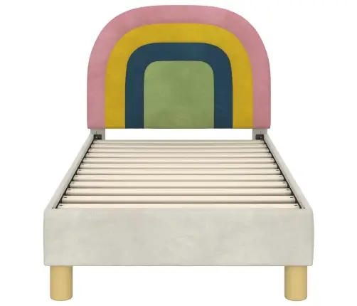 Bērnu Gultas Rāmis Ar Galvgali Krēmkrāsa 70 X 140 Cm Samts Vidaxl