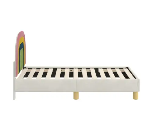 Bērnu Gultas Rāmis Ar Galvgali Krēmkrāsa 70 X 140 Cm Samts Vidaxl