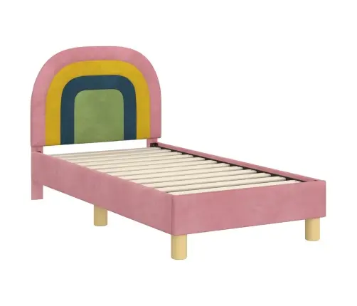 Kuni 3-Aastase Voodi Raam Koos Peatoega Roosa 70 X 140 Cm Samet