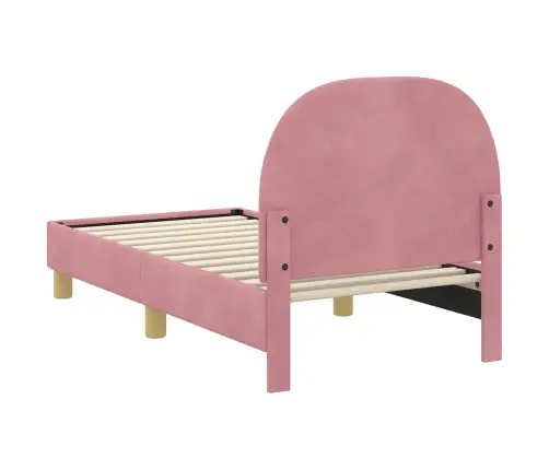 Kuni 3-Aastase Voodi Raam Koos Peatoega Roosa 70 X 140 Cm Samet