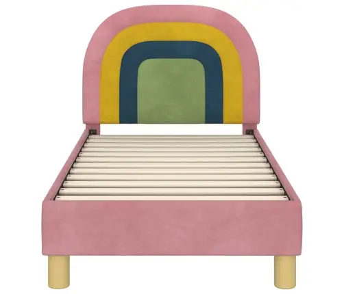 Kuni 3-Aastase Voodi Raam Koos Peatoega Roosa 70 X 140 Cm Samet