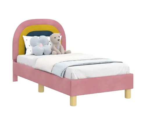 Kuni 3-Aastase Voodi Raam Koos Peatoega Roosa 70 X 140 Cm Samet