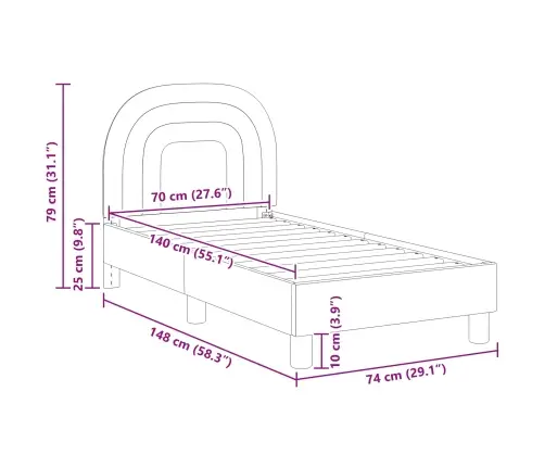 Kuni 3-Aastase Voodi Raam Koos Peatoega Roosa 70 X 140 Cm Samet