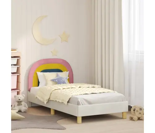 Bērnu Gultas Rāmis Ar Galvgali Krēmkrāsa 80 X 160 Cm Samts Vidaxl