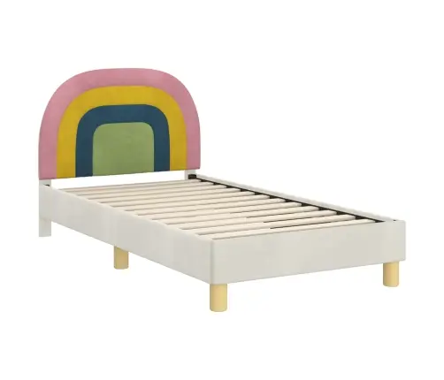 Bērnu Gultas Rāmis Ar Galvgali Krēmkrāsa 80 X 160 Cm Samts Vidaxl