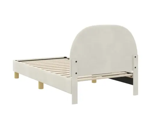 Bērnu Gultas Rāmis Ar Galvgali Krēmkrāsa 80 X 160 Cm Samts Vidaxl