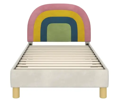 Bērnu Gultas Rāmis Ar Galvgali Krēmkrāsa 80 X 160 Cm Samts Vidaxl