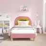 Bērnu Gultas Rāmis Ar Galvgali Rozā 80 X 160 Cm Samts Vidaxl