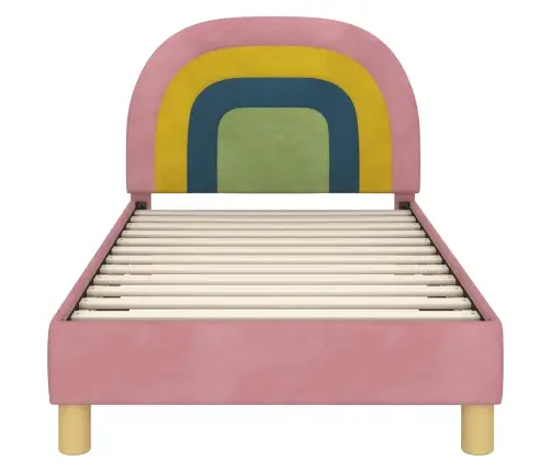 Bērnu Gultas Rāmis Ar Galvgali Rozā 80 X 160 Cm Samts Vidaxl