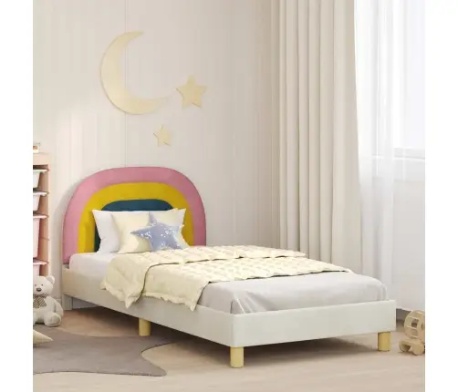 Laste Voodiraam Peatoega Peaga Cream 80 X 200 Cm Samet