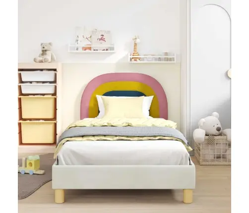 Laste Voodiraam Peatoega Peaga Cream 80 X 200 Cm Samet