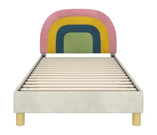 Laste Voodiraam Peatoega Peaga Cream 80 X 200 Cm Samet