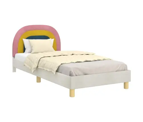 Laste Voodiraam Peatoega Peaga Cream 80 X 200 Cm Samet