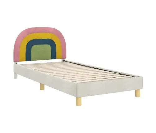 Bērnu Gultas Rāmis Ar Galvgali Krēmkrāsa 90 X 190 Cm Samts Vidaxl