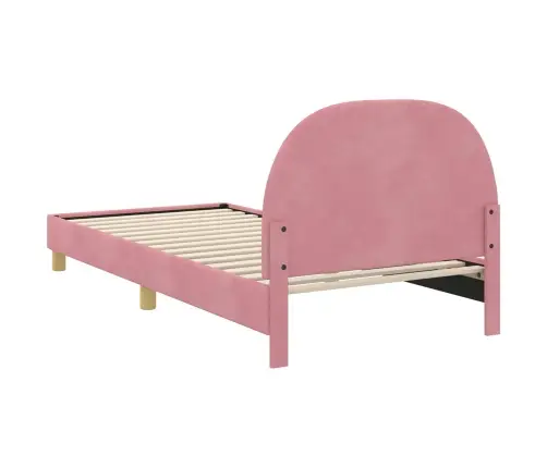 Laste Voodiraam Peatoega Peaga Roosa 90 X 190 Cm Samet