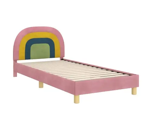 Bērnu Gultas Rāmis Ar Galvgali Rozā 90 X 200 Cm Samts Vidaxl