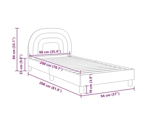 Bērnu Gultas Rāmis Ar Galvgali Rozā 90 X 200 Cm Samts Vidaxl