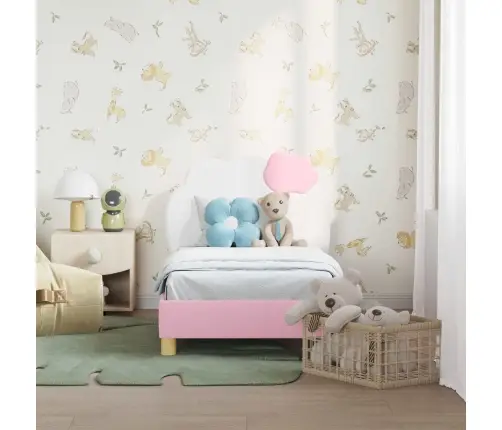 Kuni 3-Aastase Voodi Raam Koos Peatoega Roosa 70 X 140 Cm Pu