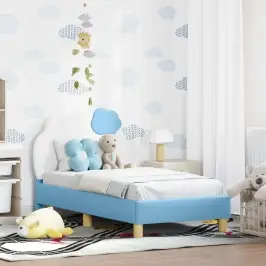 Kuni 3-Aastase Voodi Raam Koos Peatoega Sinine 70 X 140 Cm Pu