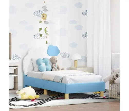 Kuni 3-Aastase Voodi Raam Koos Peatoega Sinine 70 X 140 Cm Pu