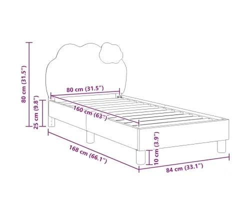 Bērnu Gultas Rāmis Ar Galvgali Rozā 80 X 160 Cm Pu Vidaxl