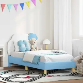 Bērnu Gultas Rāmis Ar Galvgali Zila 80 X 160 Cm Pu Vidaxl