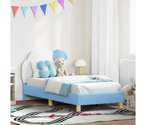 Bērnu Gultas Rāmis Ar Galvgali Zila 80 X 160 Cm Pu Vidaxl