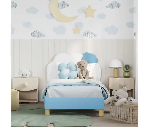 Bērnu Gultas Rāmis Ar Galvgali Zila 80 X 160 Cm Pu Vidaxl