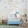 Bērnu Gultas Rāmis Ar Galvgali Zila 80 X 160 Cm Pu Vidaxl