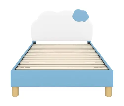 Laste Voodiraam Peatoega Peaga Sinine 90 X 190 Cm Pu