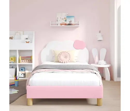 Laste Voodiraam Peatoega Peaga Roosa 90 X 200 Cm Pu