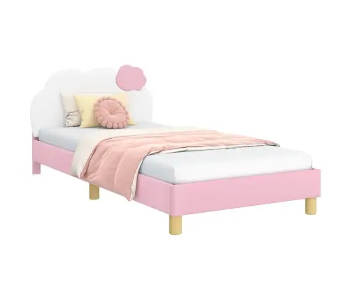 Laste Voodiraam Peatoega Peaga Roosa 90 X 200 Cm Pu