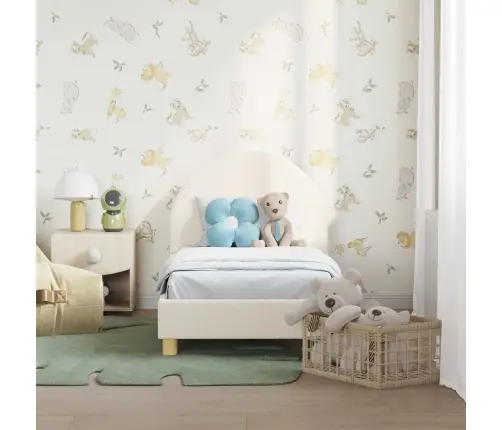 Kuni 3-Aastase Voodi Raam Koos Peatoega Peaga Cream 70 X 140 Cm