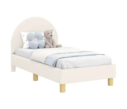 Kuni 3-Aastase Voodi Raam Koos Peatoega Peaga Cream 70 X 140 Cm