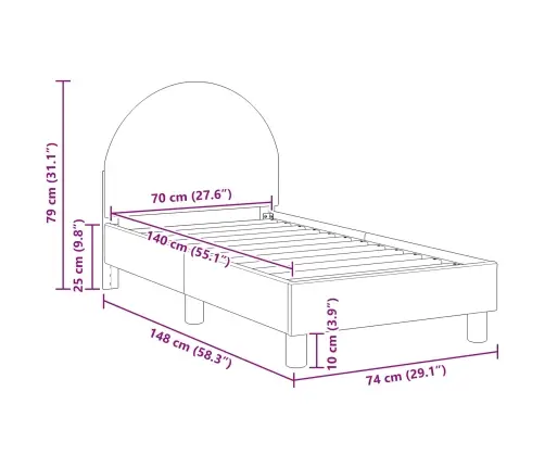 Kuni 3-Aastase Voodi Raam Koos Peatoega Peaga Cream 70 X 140 Cm