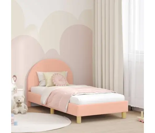 Bērnu Gultas Rāmis Ar Galvgali Rozā 80 X 160 Cm Aitu Audums Vidaxl