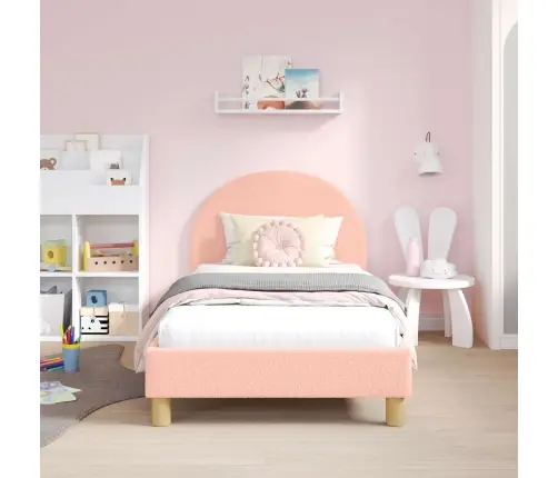 Bērnu Gultas Rāmis Ar Galvgali Rozā 80 X 160 Cm Aitu Audums Vidaxl