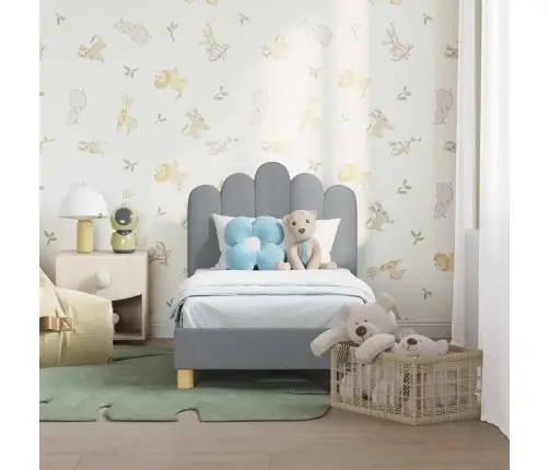 Bērnu Gultas Rāmis Ar Galvgali Gaiši Pelēks 70 X 140 Cm Audums Vidaxl