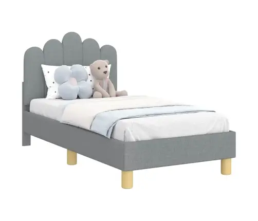 Bērnu Gultas Rāmis Ar Galvgali Gaiši Pelēks 70 X 140 Cm Audums Vidaxl