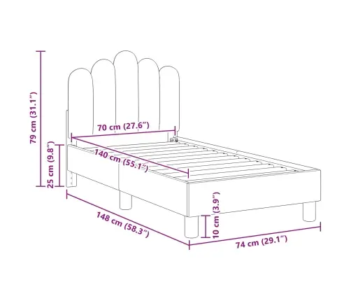 Bērnu Gultas Rāmis Ar Galvgali Gaiši Pelēks 70 X 140 Cm Audums Vidaxl