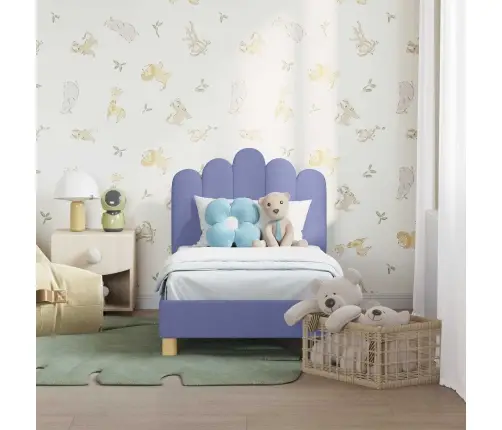 Bērnu Gultas Rāmis Ar Galvgali Džinsu Zils 70 X 140 Cm Audums Vidaxl