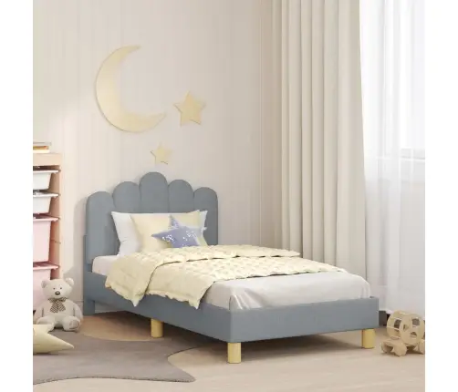 Bērnu Gultas Rāmis Ar Galvgali Gaiši Pelēks 80 X 160 Cm Audums Vidaxl