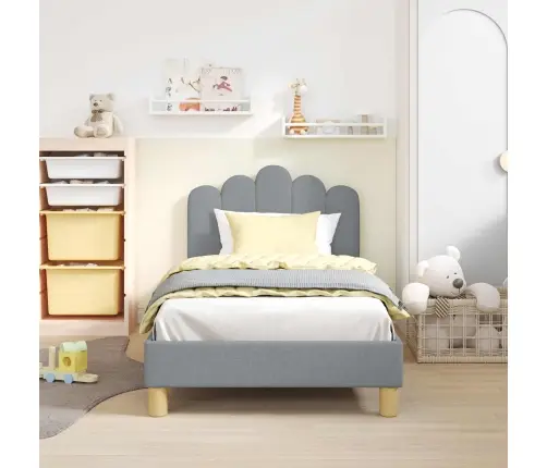 Bērnu Gultas Rāmis Ar Galvgali Gaiši Pelēks 80 X 160 Cm Audums Vidaxl