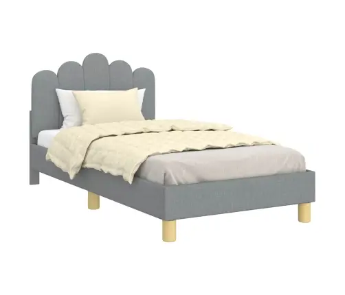 Bērnu Gultas Rāmis Ar Galvgali Gaiši Pelēks 80 X 160 Cm Audums Vidaxl