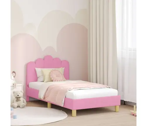 Laste Voodiraam Peatoega Peaga Roosa 80 X 160 Cm Kangas